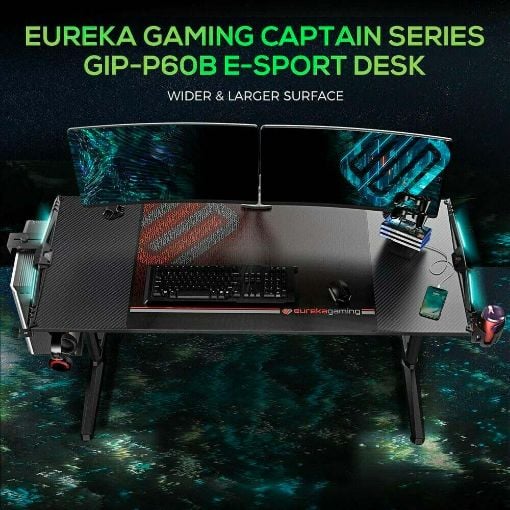 Εικόνα της Gaming Desk Eureka Ergonomic GIP 55'' Black ERK-GIP-55B-V2-EU