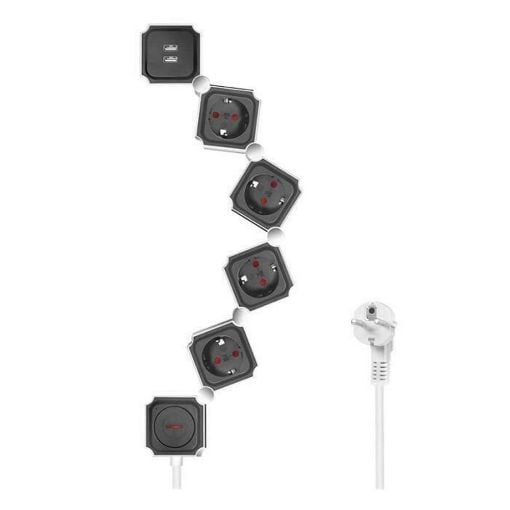 Εικόνα της Eύκαμπτο Πολύπριζο Logilink 4 Θέσεων & 2x USB 1.5m LPS276U