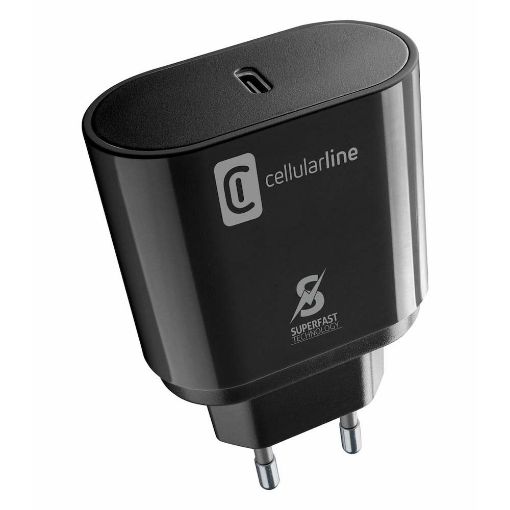 Εικόνα της Φορτιστής Cellular Line USB-C 25W με Καλώδιο Black ACHSMKITC2CPD25WK