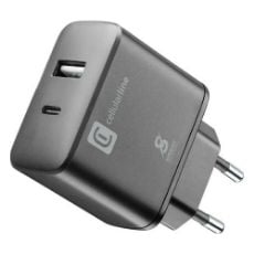 Εικόνα της Φορτιστής Cellular Line USB-A & USB-C 25W Dual Charger Black ACHSMUSB2PD25WK
