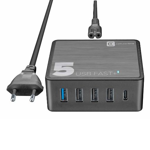 Εικόνα της Βάση Φόρτισης Cellular Line 4x USB-A & 1x USB-C 60W Black ACHUSB5QCPD60WK
