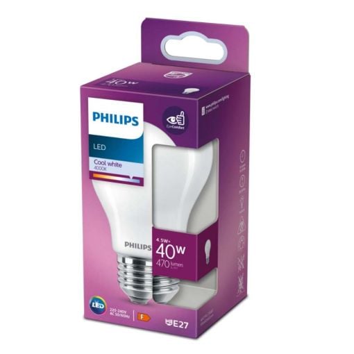 Εικόνα της Λάμπα LED Philips E27 4000K 470lm 4.5W Neutral White 929001323628