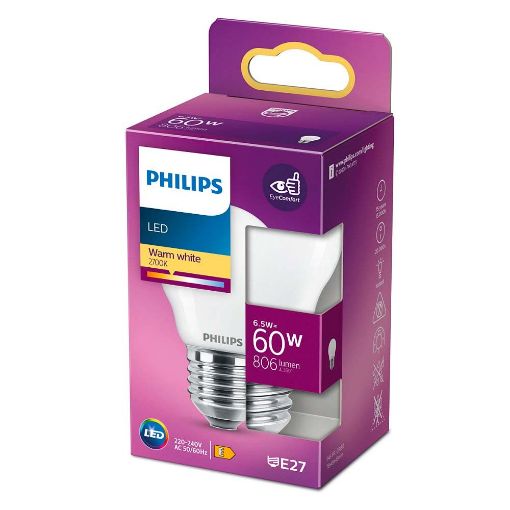 Εικόνα της Λάμπα LED Philips E27 2700K 806lm 6.5W Warm White 929002029255