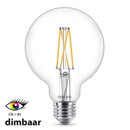 Εικόνα της Λάμπα LED Philips E27 Globe Filament Warm Glow 2200-2700K 806lm 5.9W 929003010901