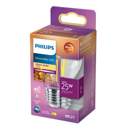 Εικόνα της Λάμπα LED Philips E27 Filament Warm Glow 2200-2700K 250lm 1.8W 929003012101