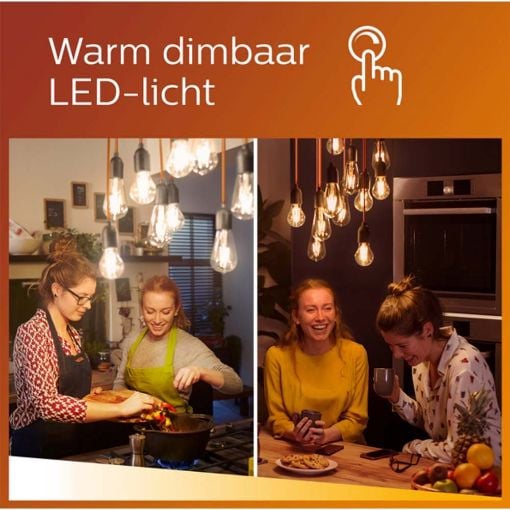 Εικόνα της Λάμπα LED Philips E27 Candle Filament Warm Glow 2200-2700K 470lm 3.4W 929003012301