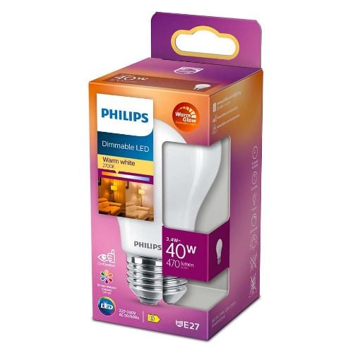 Εικόνα της Λάμπα LED Philips E27 Warm Glow 2200-2700K 470lm 3.4W 929003010001