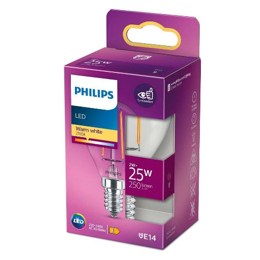 Εικόνα της Λάμπα LED Philips E14 Filament 2700Κ 250lm 2W Warm White 929001238695