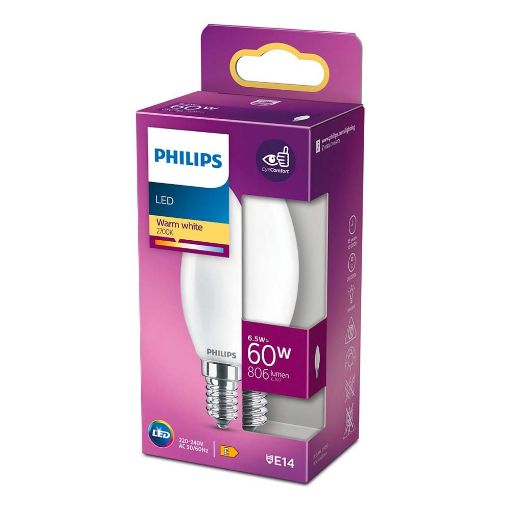 Εικόνα της Λάμπα LED Philips E14 Candle 2700K 806lm 6.5W Warm White 929002028255