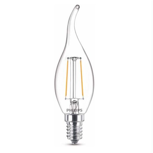 Εικόνα της Λάμπα LED Philips E14 Candle Flame Filament 2700K 250lm 2W Warm White