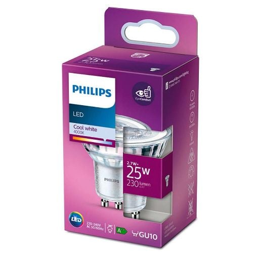Εικόνα της Λάμπα LED Philips GU10 Spot 4000K 230lm 2.7W Neutral White 929001217701