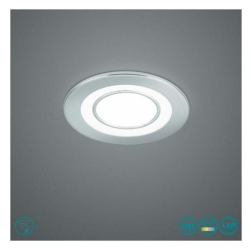 Εικόνα της Χωνευτό Φωτιστικό Σποτ Στρογγυλό Trio Lighting Core με Ενσωματωμένο LED 3000K 450lm 5W 80mm Chrome 652510106