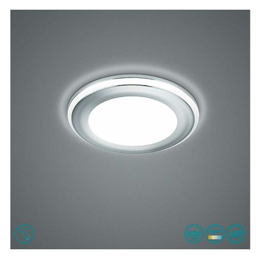 Εικόνα της Χωνευτό Φωτιστικό Σποτ Στρογγυλό Trio Lighting Aura με Ενσωματωμένο LED 3000K 450lm 5W 80mm Chrome 652510106
