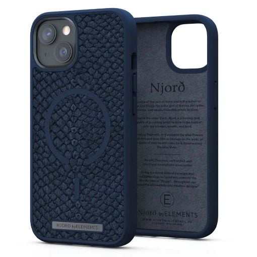Εικόνα της Θήκη Njord by Elements Salmon Leather Vatn Magsafe for iPhone 13 Petrol