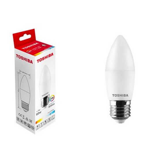 Εικόνα της Λάμπα Toshiba LED N STD E27 Candle 6500K 806lm 7W Cold White