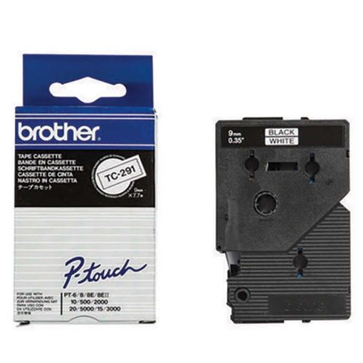 Εικόνα της Ταινία Ετικετογράφου Brother 7.7m x 9mm Black on White TC-291