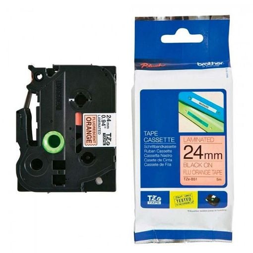 Εικόνα της Ταινία Ετικετογράφου Brother 5m x 24mm Black on Signal Orange TZE-B51