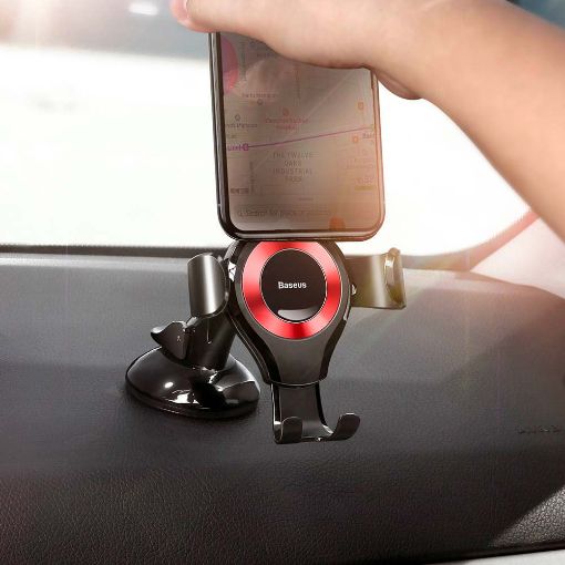 Εικόνα της Baseus Osculum Type Gravity Car Mount Phone Holder Black/Red SUYL-XP09