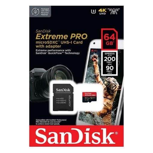Εικόνα της Κάρτα Μνήμης MicroSDXC SanDisk Extreme Pro 64GB 200MB/s SDSQXCU-064G-GN6MA