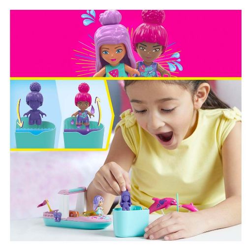 Εικόνα της Mega Bloks - Barbie Color Reveal, Σκάφος με Φιγούρες, Δελφίνια και Αξεσουάρ 121τμχ HHW83