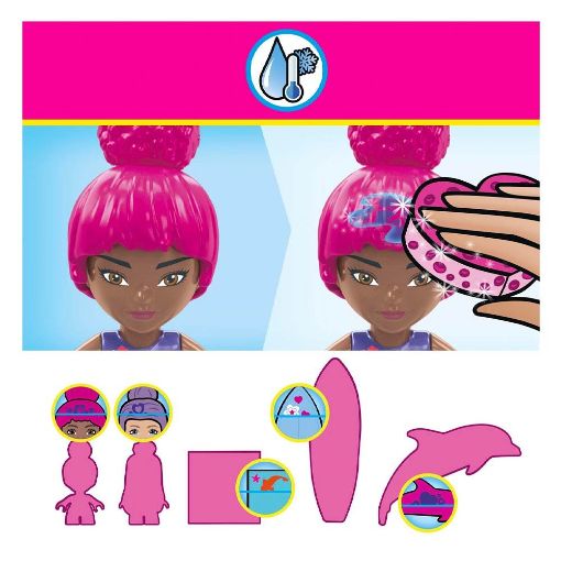 Εικόνα της Mega Bloks - Barbie Color Reveal, Σκάφος με Φιγούρες, Δελφίνια και Αξεσουάρ 121τμχ HHW83