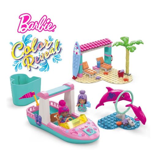 Εικόνα της Mega Bloks - Barbie Color Reveal, Σκάφος με Φιγούρες, Δελφίνια και Αξεσουάρ 121τμχ HHW83