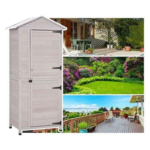 Εικόνα της Outsunny Ξύλινη Αποθήκη Κήπου 90 x 63 x 200 cm 845-360