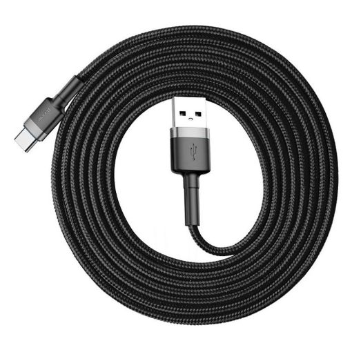 Εικόνα της Καλώδιο Baseus Cafule USB to USB-C Braided 2m Black/Gray CATKLF-CG1