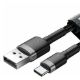Εικόνα της Καλώδιο Baseus Cafule USB to USB-C Braided 2m Black/Gray CATKLF-CG1