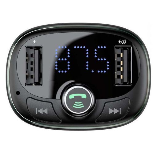 Εικόνα της Φορτιστής Αυτοκινήτου Baseus Dual USB με FM Transmitter & Bluetooth Black CCALL-TM01