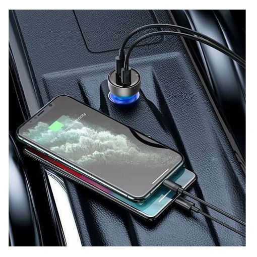 Εικόνα της Φορτιστής Αυτοκινήτου Baseus Particular Digital Display USB-C & USB 65W Silver/Blue CCKX-C0A