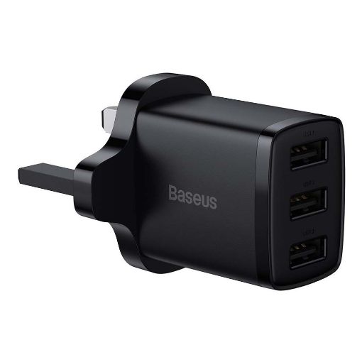 Εικόνα της Φορτιστής Baseus Compact 3x USB UK Plug 17W Black CCXJ020301