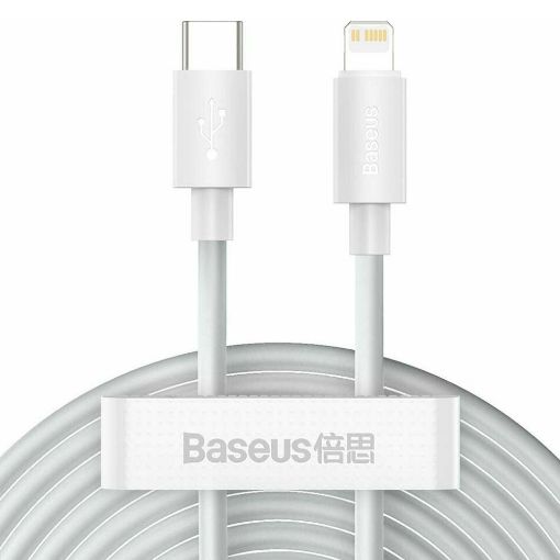 Εικόνα της Καλώδιο Baseus Simple Wisdom USB-C to Lightning 1.5m White 2τμχ TZCATLZJ-02