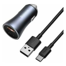Εικόνα της Φορτιστής Αυτοκινήτου Baseus Golden Contactor Pro Dual 40W Gray & USB-C Cable 1m TZCCJD-0G
