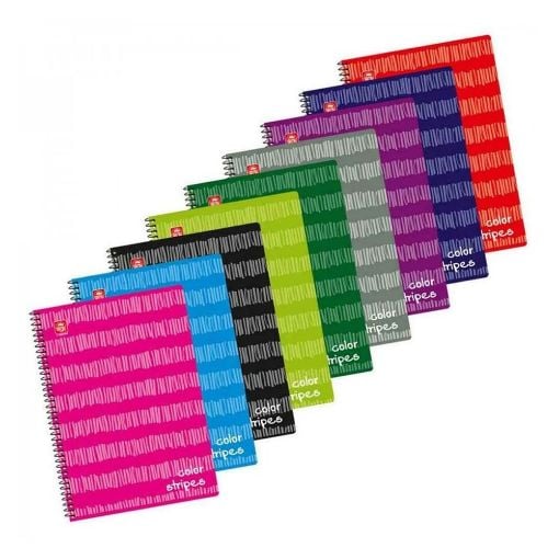 Εικόνα της Typotrust - Τετράδιο Spiral Color Stripes Ριγέ A4 2 Θεμάτων 4542-12 (Διάφορα Χρώματα)