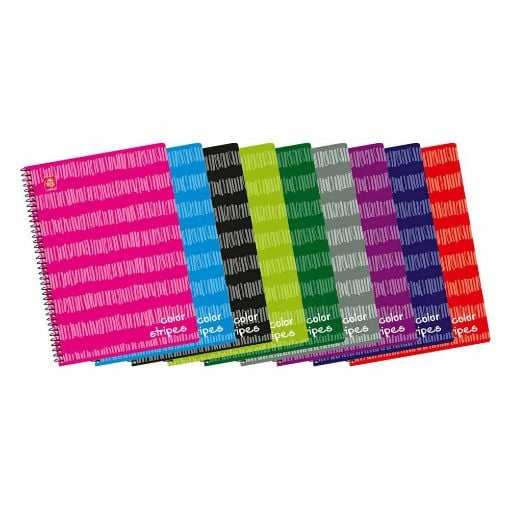 Εικόνα της Typotrust - Τετράδιο Spiral Color Stripes Ριγέ A4 2 Θεμάτων 4542-12 (Διάφορα Χρώματα)