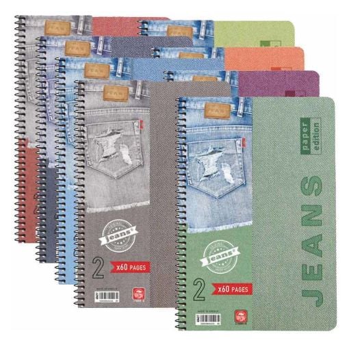 Εικόνα της Typotrust - Τετράδιο Spiral Jeans Ριγέ A4 2 Θεμάτων 4542-19 (Διάφορα Χρώματα)