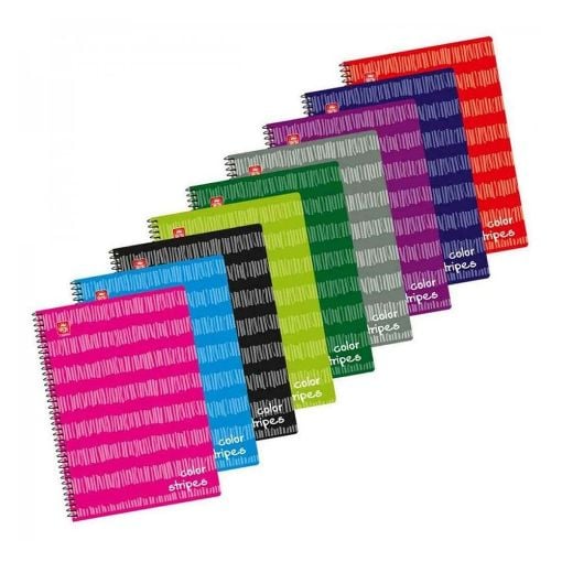 Εικόνα της Typotrust - Τετράδιο Spiral Color Stripes Ριγέ A4 3 Θεμάτων 4543-12 (Διάφορα Χρώματα)
