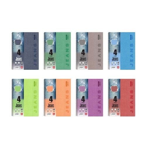 Εικόνα της Typotrust - Τετράδιο Spiral Jeans Ριγέ B5 4 Θεμάτων 4554-19 (Διάφορα Χρώματα)