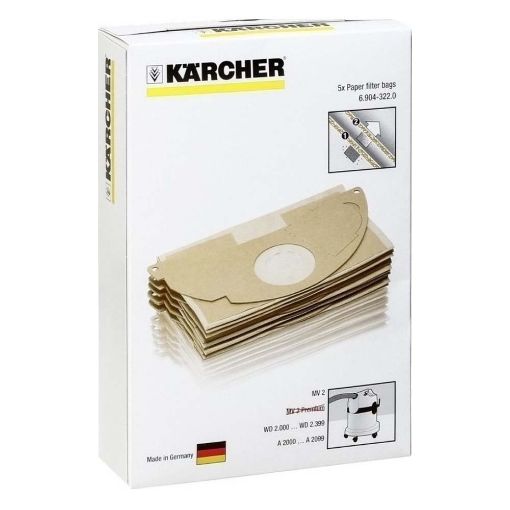 Εικόνα της Χάρτινες Σακούλες Φίλτρου Karcher για Σκούπα 5τμχ 6.904-322.0