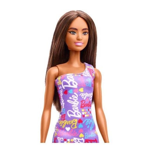 Εικόνα της Barbie - Fashion Dolls με Μωβ Λουλουδάτο Φόρεμα HGM57