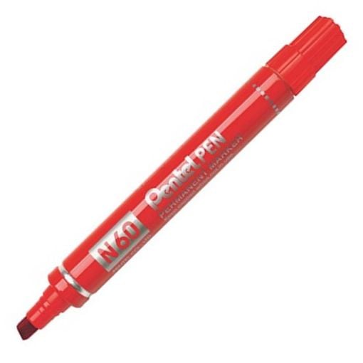 Εικόνα της Ανεξίτηλος Μαρκαδόρος Pentel N60 Chisel Red N60-BE