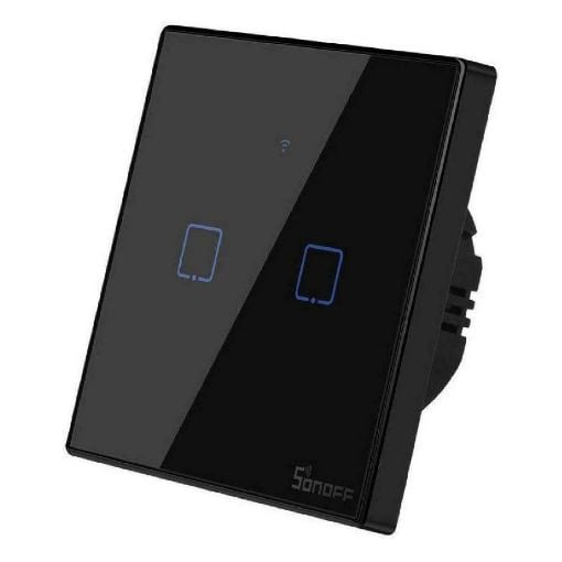 Εικόνα της Smart Χωνευτός Διακόπτης Sonoff TX T3EU2C Wi-Fi & RF με Δύο Πλήκτρα Αφής Black IM190314019