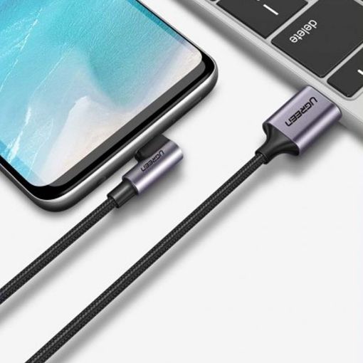 Εικόνα της Kαλώδιο Ugreen Right Angle USB 2.0 to USB-C 1m Gray 50941