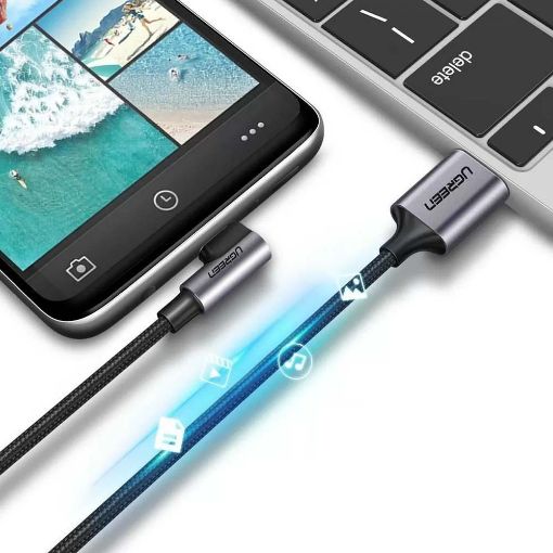 Εικόνα της Kαλώδιο Ugreen Right Angle USB 2.0 to USB-C 1m Gray 20856