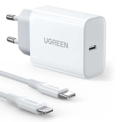 Εικόνα της Φορτιστής Ugreen CD137 USB-C PD 20W & Lightning Cable 1m White 50698