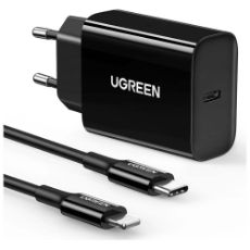 Εικόνα της Φορτιστής Ugreen CD137 USB-C PD 20W & Lightning Cable 1m Black 50799