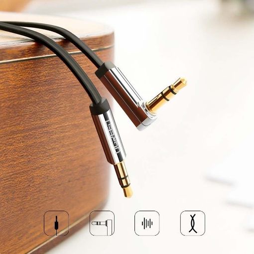 Εικόνα της Καλώδιο Ugreen Angled Flat Audio 3.5mm M/M 1m Black 10597
