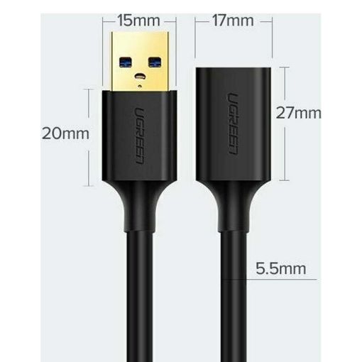 Εικόνα της Καλώδιο Προέκτασης USB 3.0 Ugreen 2m Black 10373