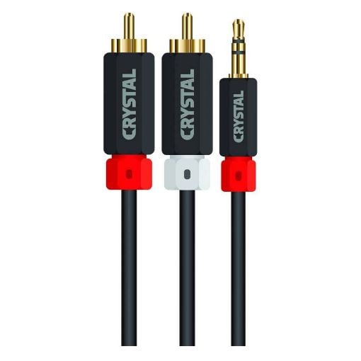 Εικόνα της Καλώδιο Crystal Audio Jack 3.5mm Μ to 2 x RCA Μ 1.8m Black JRC-1.8